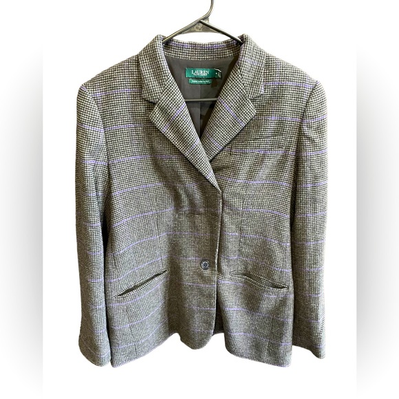 Ralph Lauren Green Label Size 14 Women's Black/Gray/Purple Patterned Blazer - Picture 4 of 7